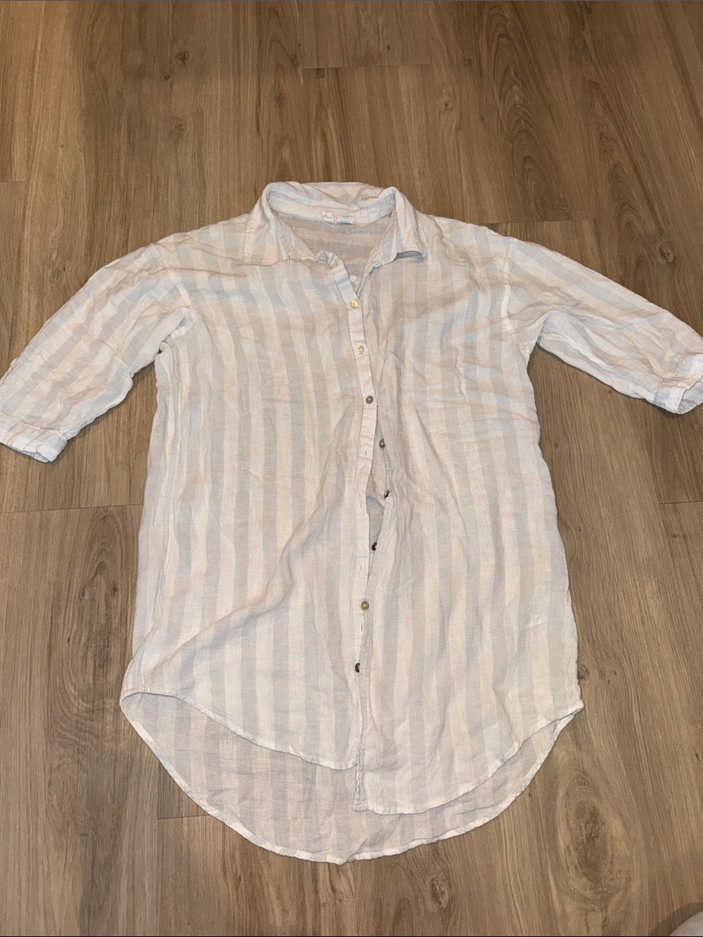 Cynthia Rowley striped linen button-down tunic shirt dress Size M